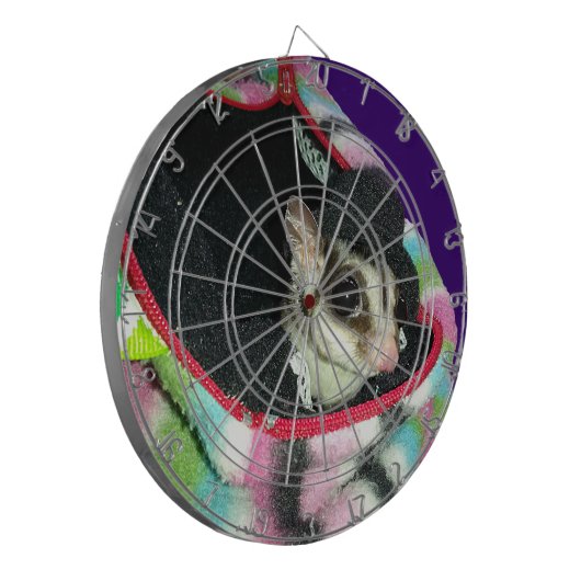 Suikerglijder die een Pet draagt Dartbord (Voorkant Links)