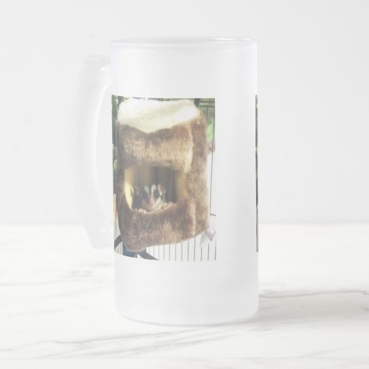 Suikerglijder in boerenveer matglas bierpul (Voorkant links)