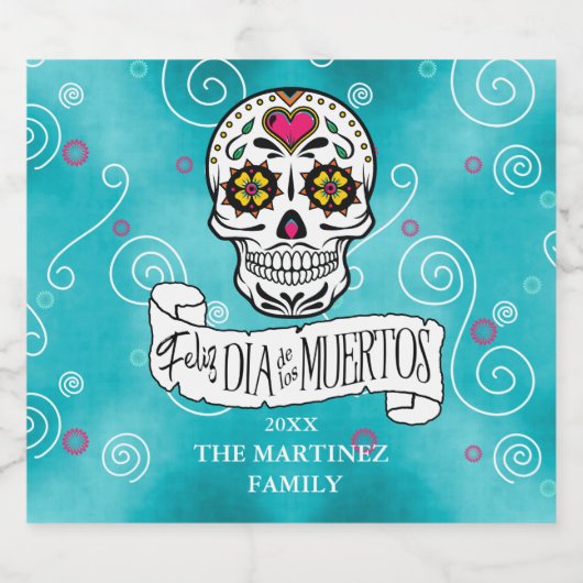 Suikerhuid en -kruiken Turquoise ID725 Sparkling Wijnetiket (Enkel label)