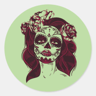 Suikerhuid sticker meisje groene dag van de dood