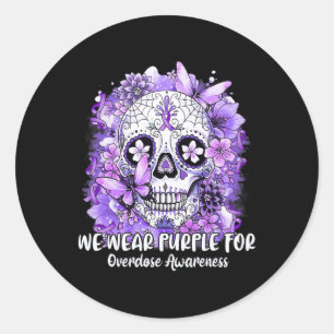 Suikerhuid We Draag Paars voor overdosering Ronde Sticker