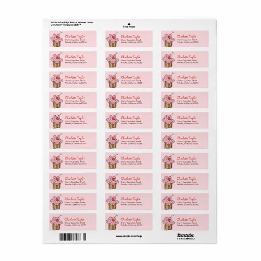 Suikerkers, cupcakes, banketbakkerswaren etiket (Full Sheet)