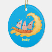 Suikernachos-maïschips surfende cartoon keramisch ornament (Links)