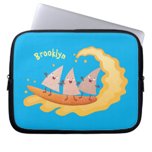 Suikernachos-maïschips surfende cartoon laptop sleeve
