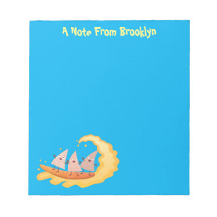 Suikernachos-maïschips surfende cartoon notitieblok