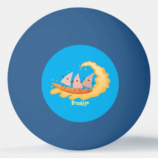 Suikernachos-maïschips surfende cartoon pingpongballen (Voorkant)