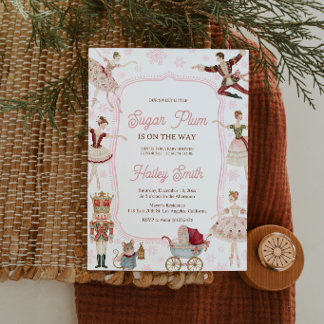 Suikerpruim babyshower uitnodiging voor meisje