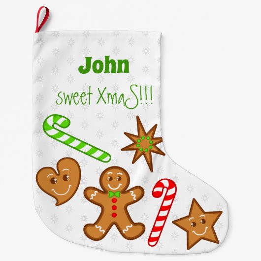 suikerriet XmaS Gingerbrood Pals-Candy Cane 2 Grote Kerstsok (Voorkant)