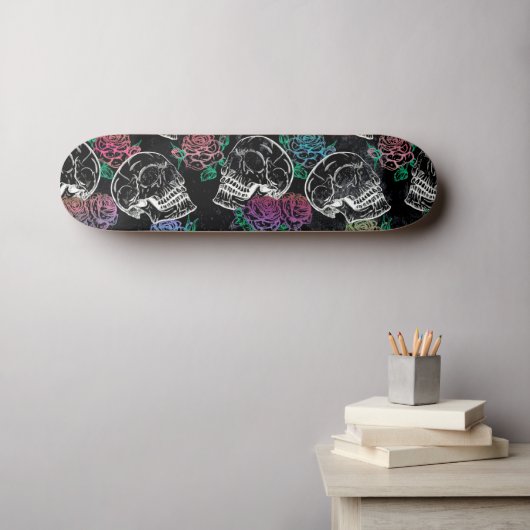 Suikerroze rozen | Glam van de Girly Gothic Skateboard (Muurkunst (Horizontaal))