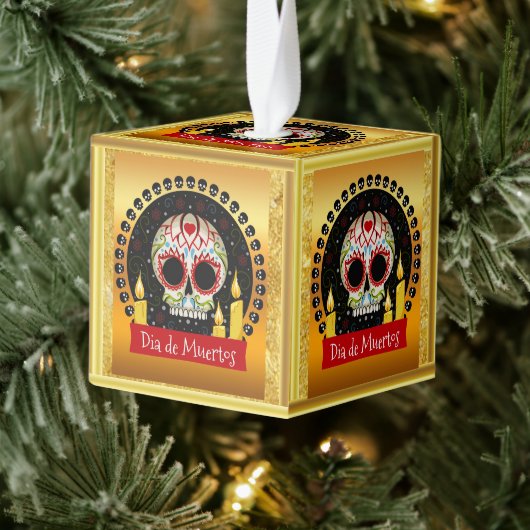 Suikerschedel bloeit intimiderend en eng kubus ornament (Boom)