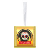 Suikerschedel bloeit intimiderend en eng kubus ornament (Rechts)