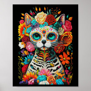 Suikerschedel Cat de los Muertos la Catrina Dag va Poster