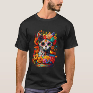Suikerschedel Cat de los Muertos la Catrina Dag va T-shirt