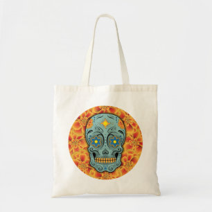 Suikerschedel (dag van de dood) (blauw) tote bag
