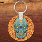 Suikerschedel - Dag van de dood (Marigold) Sleutelhanger (Voorkant)
