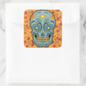 Suikerschedel - Dag van de dood (Marigold) Vierkante Sticker (Tas)