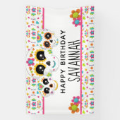 Suikerschedel Dia de la Muerte Halloween Birthday  Spandoek (Verticaal)