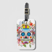 Suikerschedel Dia De Los Muertos Dag van de dood Bagagelabel (Voorkant (verticaal))