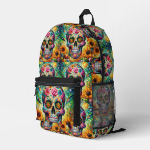 Suikerschedel Dia De Los Muertos Dag van de dood Bedrukte Rugzak