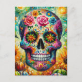 Suikerschedel Dia De Los Muertos Dag van de dood Briefkaart (Voorkant)