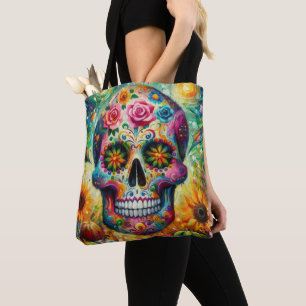 Suikerschedel Dia De Los Muertos Dag van de dood Draagtas
