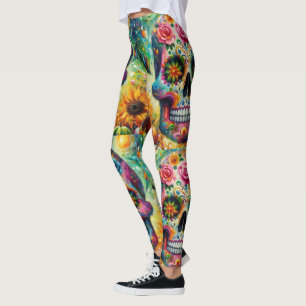 Suikerschedel Dia De Los Muertos Dag van de dood Leggings