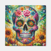 Suikerschedel Dia De Los Muertos Dag van de dood Magneet (Voorkant)