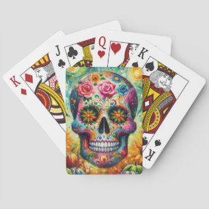 Suikerschedel Dia De Los Muertos Dag van de dood Pokerkaarten