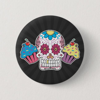 Suikerschedel en cupcakes ronde button 5,7 cm