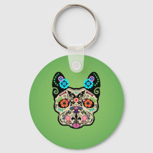 Suikerschedel Frenchie - groen Sleutelhanger