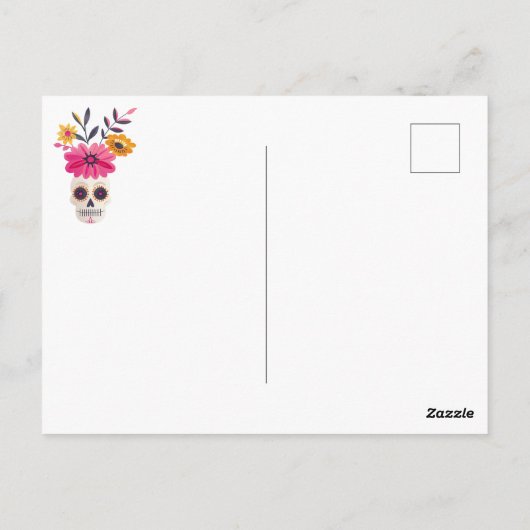 Suikerschedel Fuchsia Mexicaanse bloemen Cinco de Briefkaart (Achterkant)