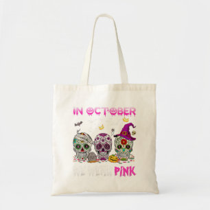 Suikerschedel in oktober Draag we roze borstkanker Tote Bag