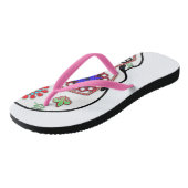 Suikerschedel met blauwe ogen en groene strook teenslippers (Schuin)