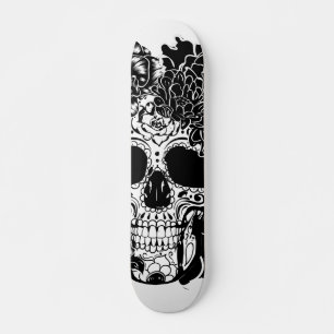 Suikerschedel met bloemen in zwart-wit skateboard