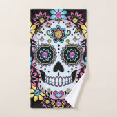 Suikerschedel met kleurrijke bloemen bad handdoek (Handdoek)
