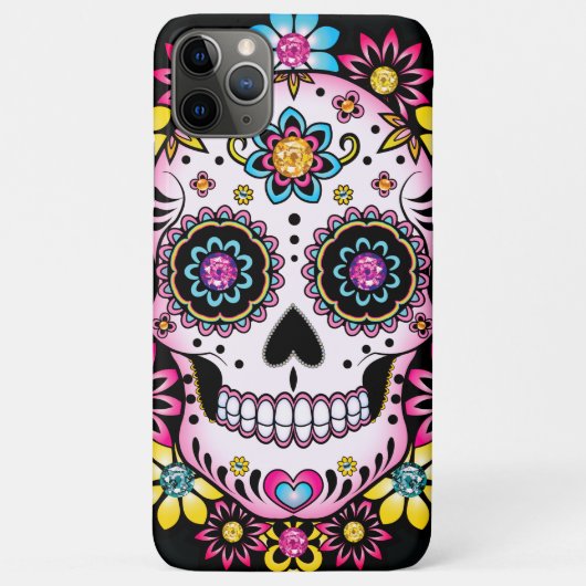 Suikerschedel met kleurrijke bloemen Case-Mate iPhone case (Achterkant)
