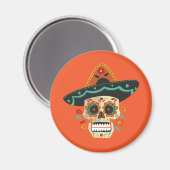Suikerschedel met Pet Dia de Muertos | Magneet (Voorkant / Achterkant)