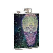 Suikerschedel met regenboogkleuren, harten heupfles (Rechts)