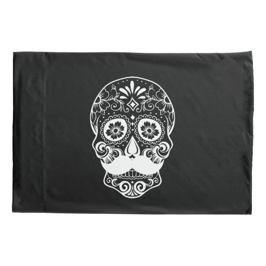 Suikerschedel met snor kussensloop (Achterkant)