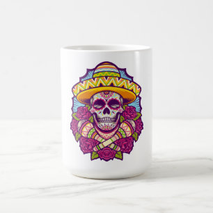 Suikerschedel met Sombrero   Dia De Los Muertos Koffiemok