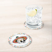 Suikerschedel met Sombrero Ronde Kartonnen Onderzetter (Insitu)