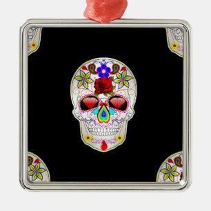 suikerschedel metalen ornament