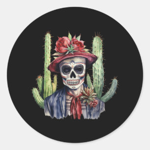 Suikerschedel Mexicaanse vlag Cinco de Mayo Dia de Ronde Sticker