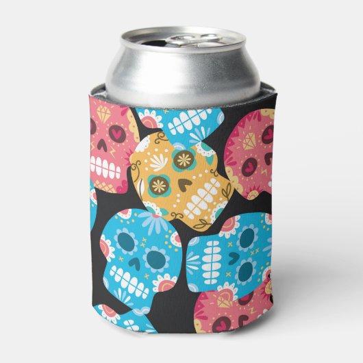 Suikerschedel, naadloze feestelijke achtergrond. blikjeskoeler (Blikje Voorkant)