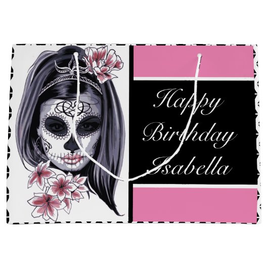 Suikerschedel op maat groot cadeauzakje (Voorkant)