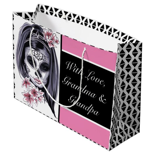 Suikerschedel op maat groot cadeauzakje (Achterkant Gekanteld)