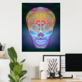 Suikerschedel, regenboogdag van de dood poster (Thuiskantoor)