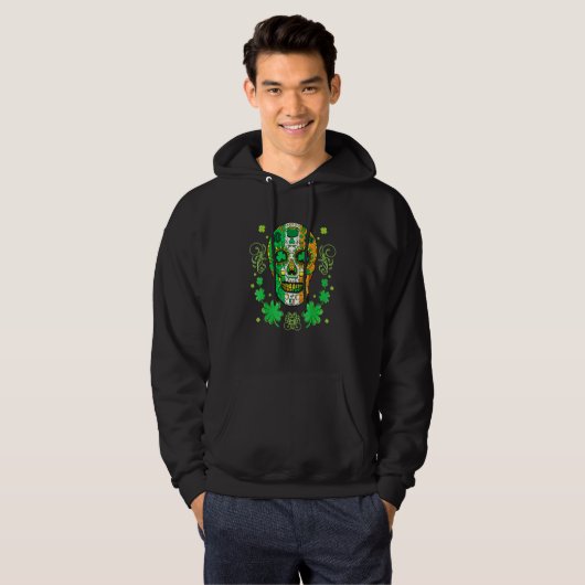 Suikerschedel St. Patricks Day of the Dead Mannen Hoodie (Voorkant volledig)