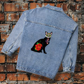 Suikerschedel, zwarte kat denim jacket