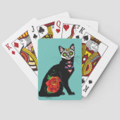 Suikerschedel, zwarte kat pokerkaarten (Achterkant)